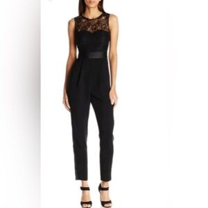 BCBGeneration - Black Lace Sleeveless Lined Black Tuxedo Jumpsuit Size 2